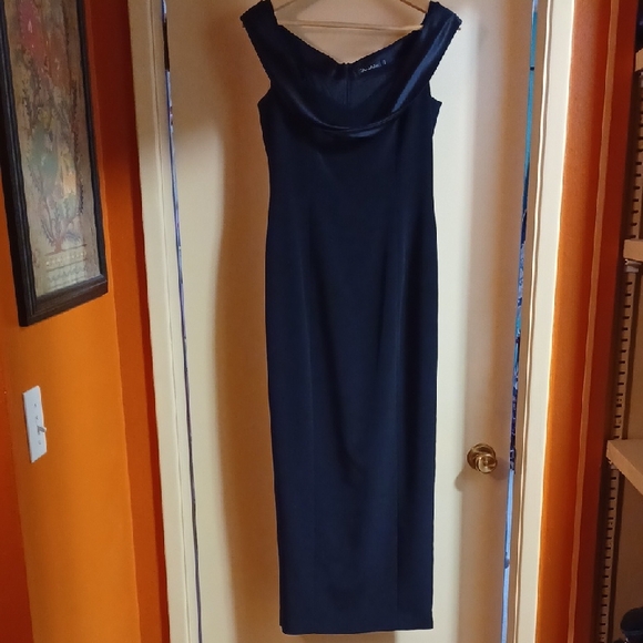 Tahari Sleeveless Navy Blue Long Dress - Picture 1 of 17